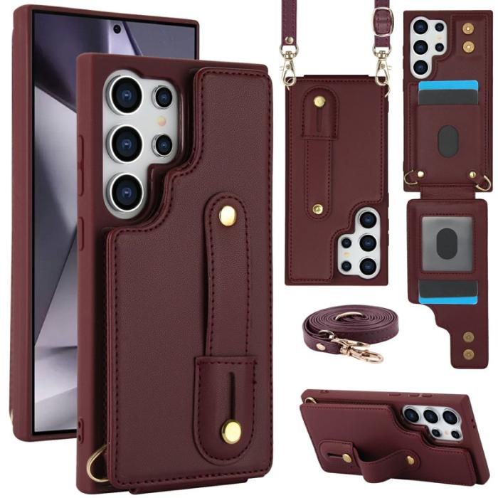 OEM - Mobilskal för Samsung Galaxy S26 Ultra Kickstand Kortfack TPU - Vinröd