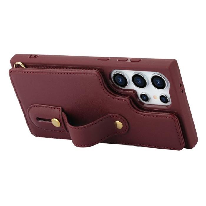 OEM - Mobilskal för Samsung Galaxy S26 Ultra Kickstand Kortfack TPU - Vinröd