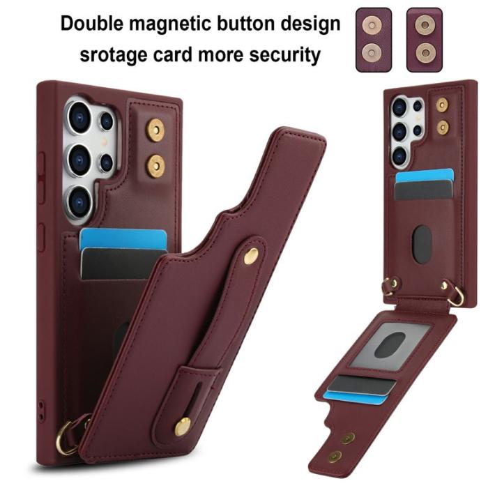 OEM - Mobilskal för Samsung Galaxy S26 Ultra Kickstand Kortfack TPU - Vinröd