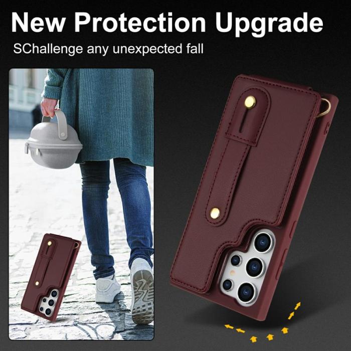 OEM - Mobilskal för Samsung Galaxy S26 Ultra Kickstand Kortfack TPU - Vinröd
