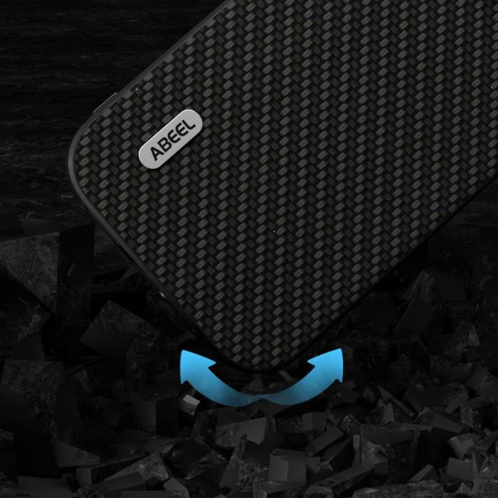ABEEL - ABEEL Mobilskal till iPhone 14 Plus Carbon Fiber Textur Svart