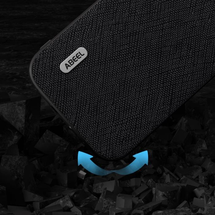 ABEEL - ABEEL Mobilskal till iPhone 14 Plus Cross Texture Äkta Läder PC Svart