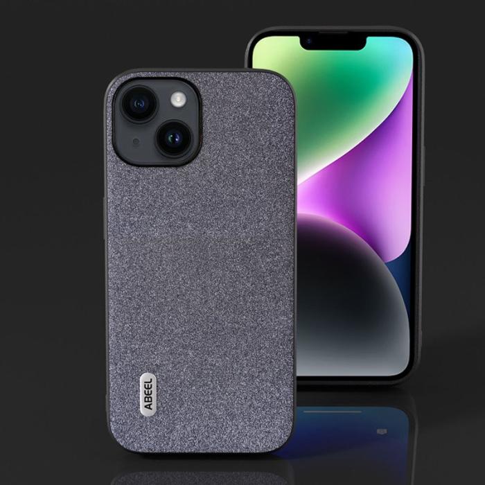 ABEEL - ABEEL Mobilskal till iPhone 14 Plus Glitter Svart PU Läder TPU Skydd