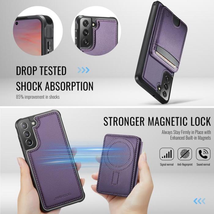 OEM - JEEHOOD Samsung Galaxy S21 FE 5G Fodral KonstLäder - Lila