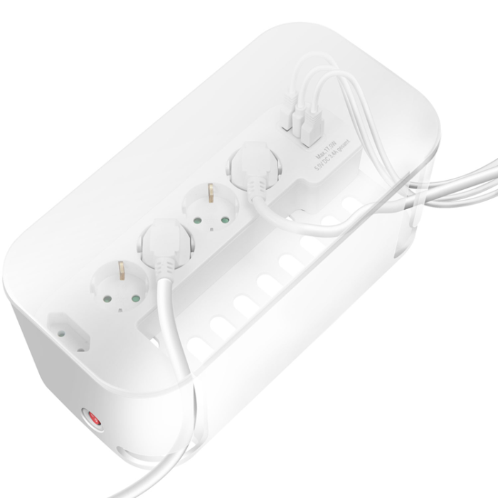 LogiLink - LogiLink Cable box - Kabelgömma med grenuttag + USB-A/USB-C-laddning Vit