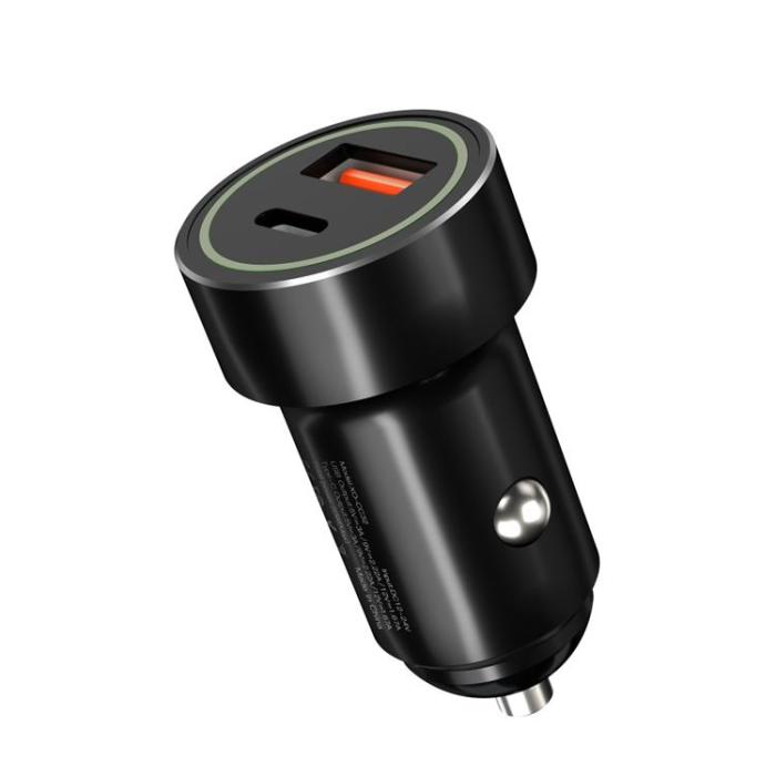 XO - XO Billaddare 1X USB 1x USB-C PD QC 3.0 20W CC32 - Svart