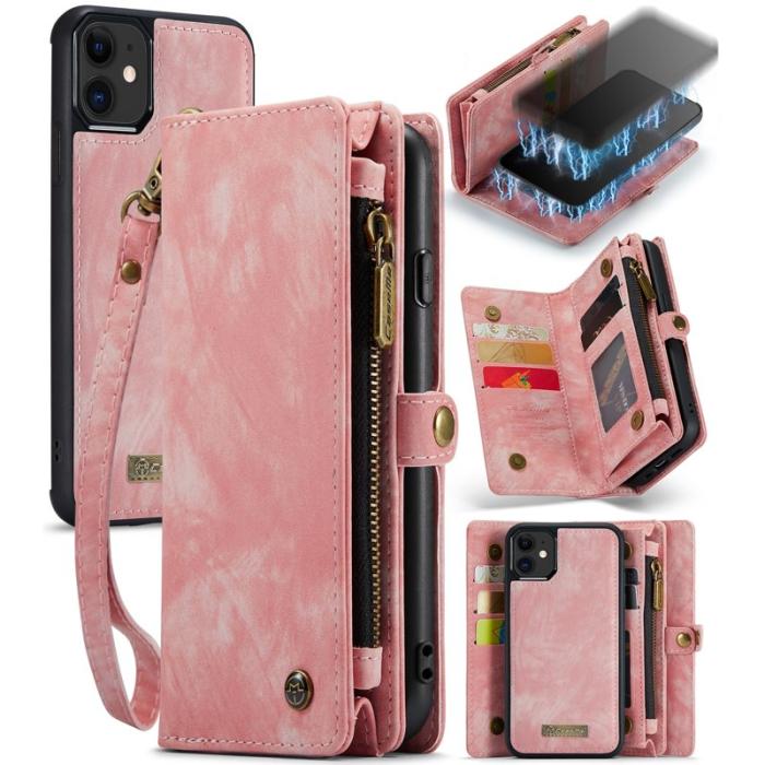 Caseme - CASEME 008 Series Plånboksfodral Äkta Läder till iPhone 11 Magnetisk Rosa