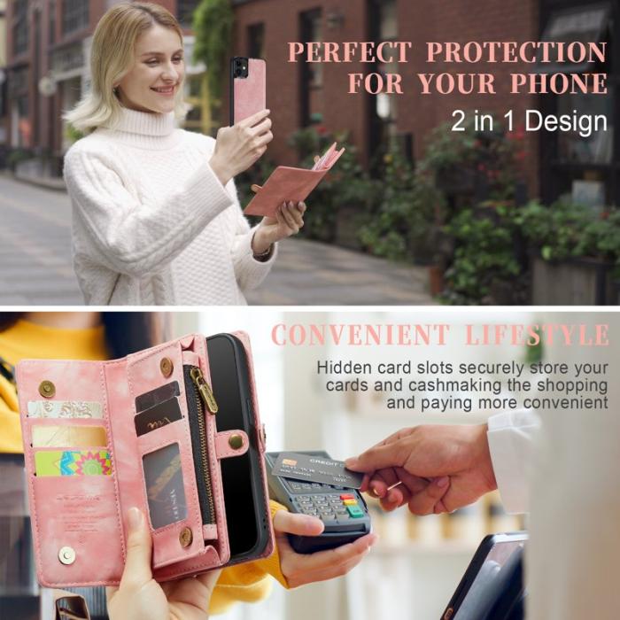Caseme - CASEME 008 Series Plånboksfodral Äkta Läder till iPhone 11 Magnetisk Rosa