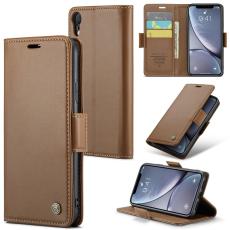 Caseme - CASEME Pl&aring;nboksfodral Konstl&auml;der f&ouml;r iPhone XR RFID-Skydd - Brun
