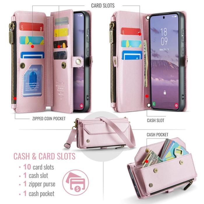 Caseme - CASEME Plånboksfodral Konstläder för Samsung Galaxy S24 FE - Rosa