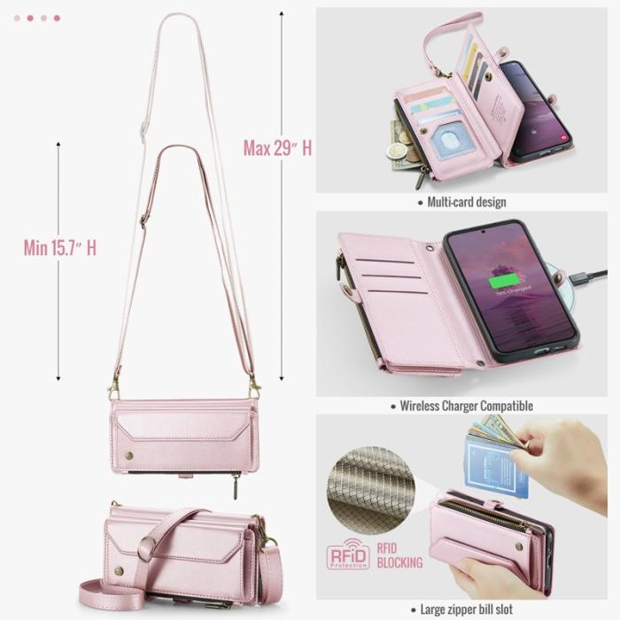 Caseme - CASEME Plånboksfodral Konstläder för Samsung Galaxy S24 FE - Rosa