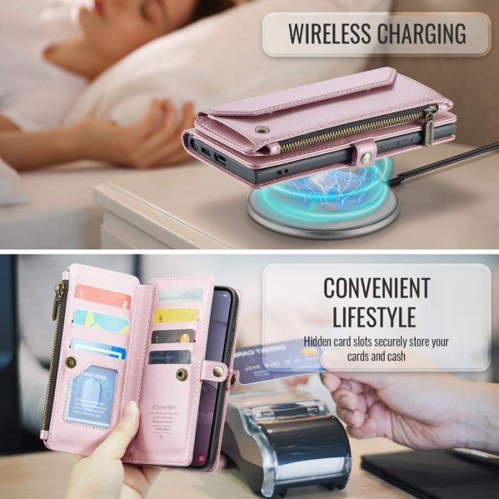 Caseme - CASEME Plånboksfodral Konstläder för Samsung Galaxy S24 FE - Rosa