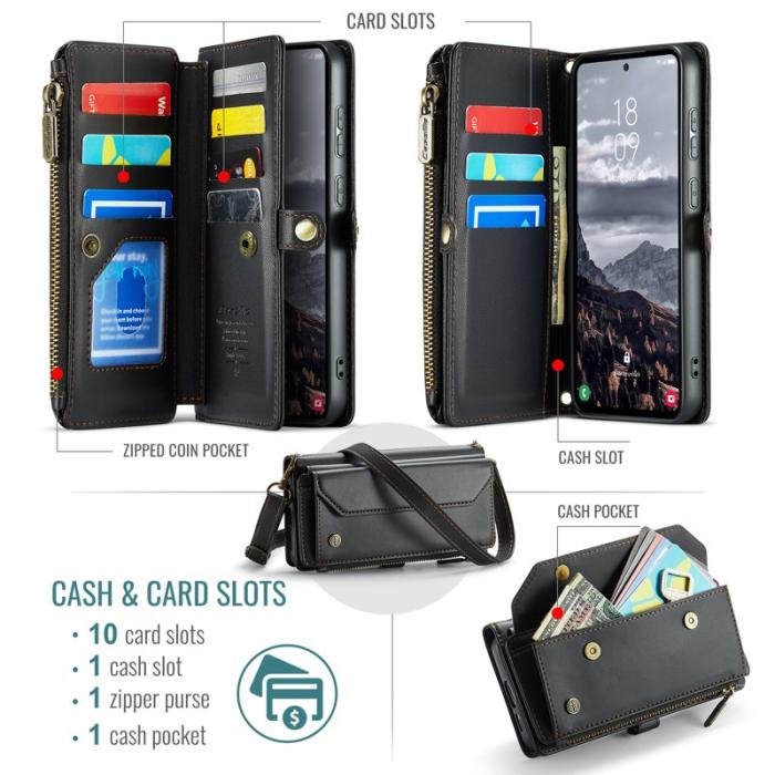 Caseme - CASEME Plånboksfodral Konstläder för Samsung Galaxy S24 FE - Svart