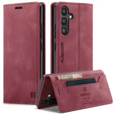 AUTSPACE - AUTSPACE Samsung Galaxy S25 Wallet Fodral KonstL&auml;der - R&ouml;d