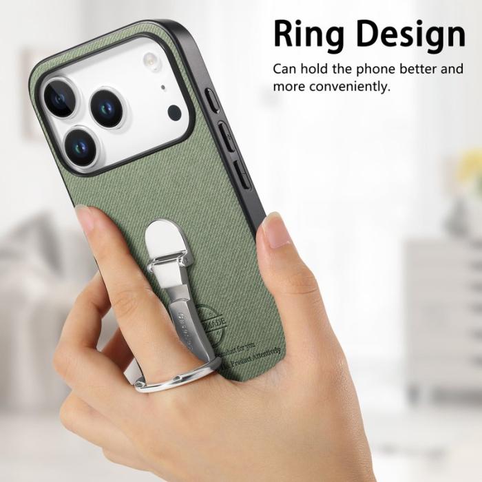 CASENEO - D.G Ming iPhone 17 Pro Fodral Fällbart Ställ KonstLäder - Grön