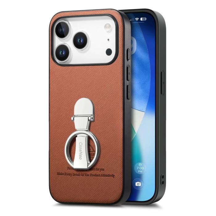 CASENEO - D.G Ming iPhone 17 Pro Fodral Kickstand KonstLäder - Brun