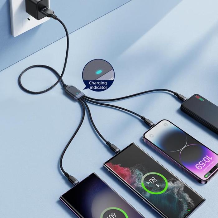 Joyroom - Joyroom 4in1 USB-A till USB-C, Lightning, microUSB kabel 1.2m