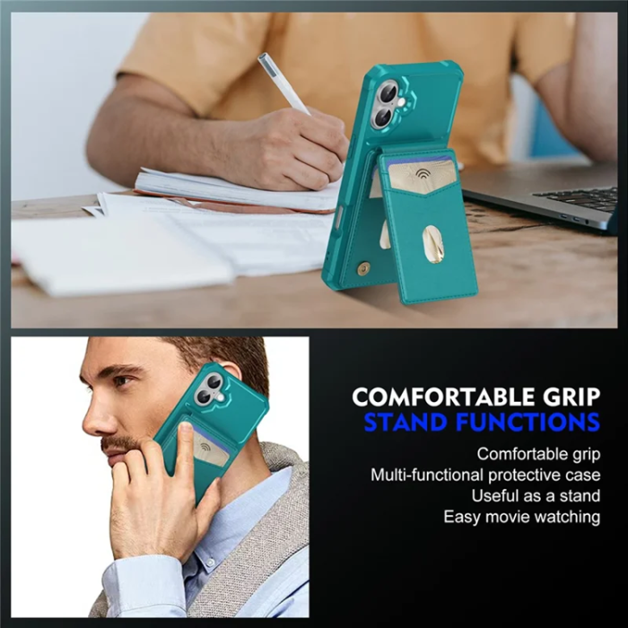 A-One Brand - iPhone 17 Mobilskal Magsafe Korthållare Detachable - Grön