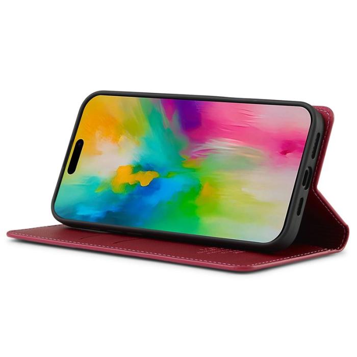 LC.imeeke - LC.IMEEKE L1 Series iPhone 16 Plus Plånboksfodral Konstläder - Röd