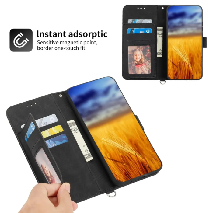 Taltech - Galaxy S23 Plånboksfodral med Rem - Svart