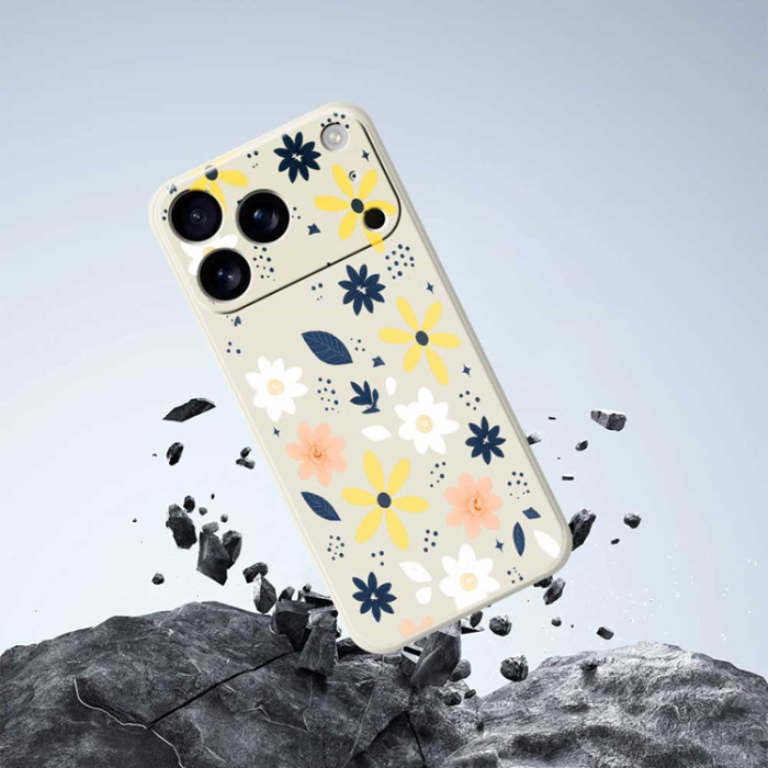 A-One Brand - iPhone 17 Pro Max Mobilskal Colorful Floral Blue Leaves TPU - Lila