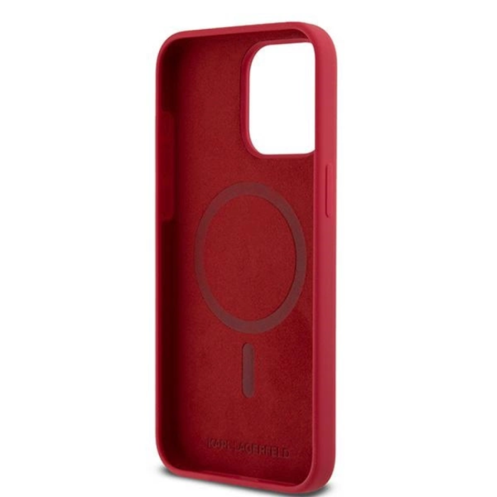 KARL LAGERFELD - Karl Lagerfeld iPhone 15 Pro Max Mobilskal Magsafe Silikon - Röd