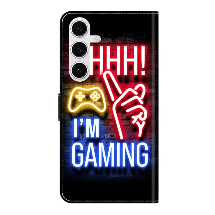 OEM - Samsung Galaxy S26 Fodral Mönstertryck Ställ Läder Flip - Neon