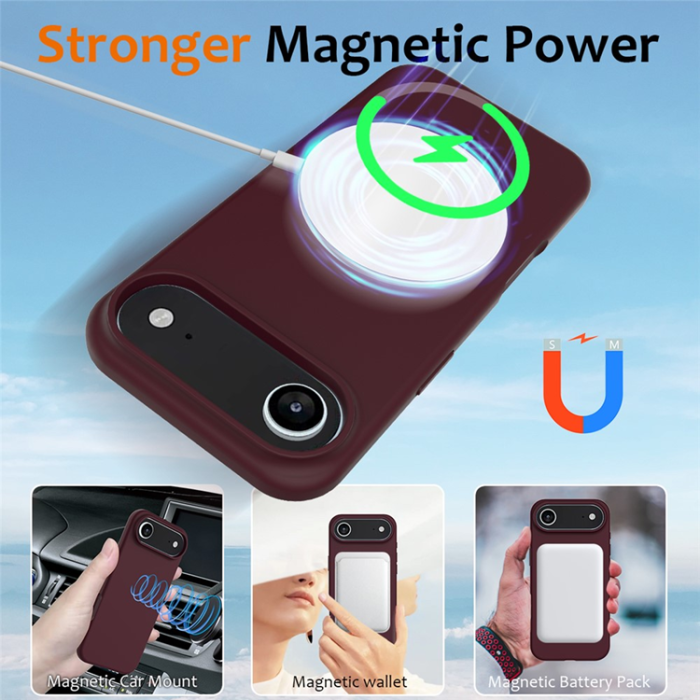 A-One Brand - iPhone 17 Air Mobilskal MagSafe Silikon Anti-Drop - Vinröd