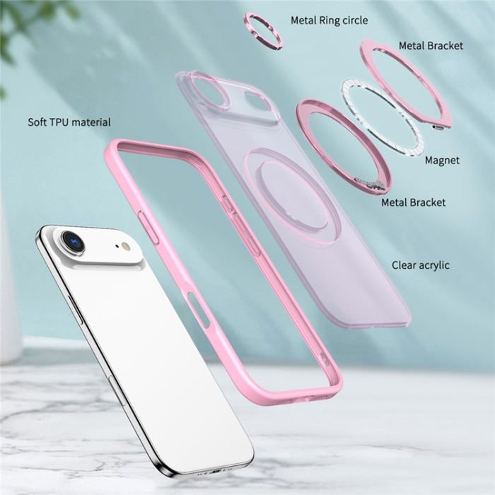 A-One Brand - iPhone Air Mobilskal MagSafe TPU + Acrylic Kickstand - Rosa