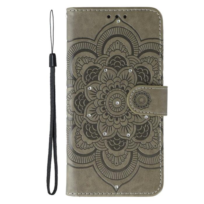 OEM - Samsung Galaxy S26 Plus Skal Konstläder Mandala Tryck - Grå