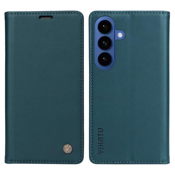 YIKATU - YIKATU Samsung Galaxy S26 Plus Skal Konstläder Magnetisk Stängning - Grön