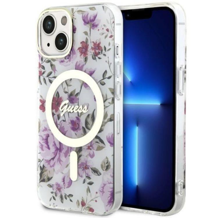 Guess iPhone 14 Plus Mobilskal MagSafe Flower - Transparent | 2353 | AlltMobil