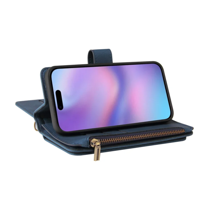 A-One Brand - iPhone 17 Konstläder Plånboksfodral Zipper Rem