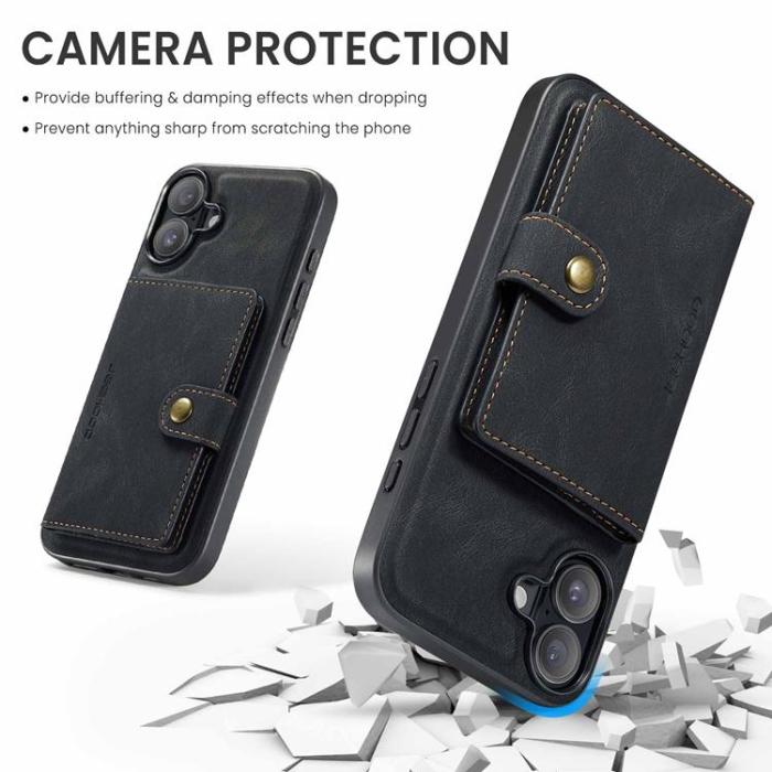 OEM - JEEHOOD iPhone 17 Mobilskal KonstLäder + Plast Avtagbar - Svart