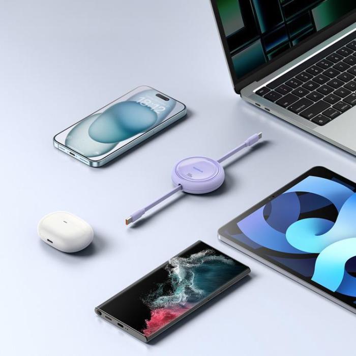 BASEUS - Baseus Retractable Free2Draw Mini USB-C - USB-C 100W 1m - Lila