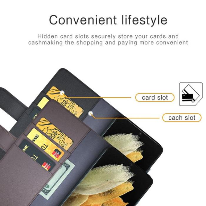 A-One Brand - Magnetisk Äkta Läder Fodral Galaxy S22 Ultra - Svart