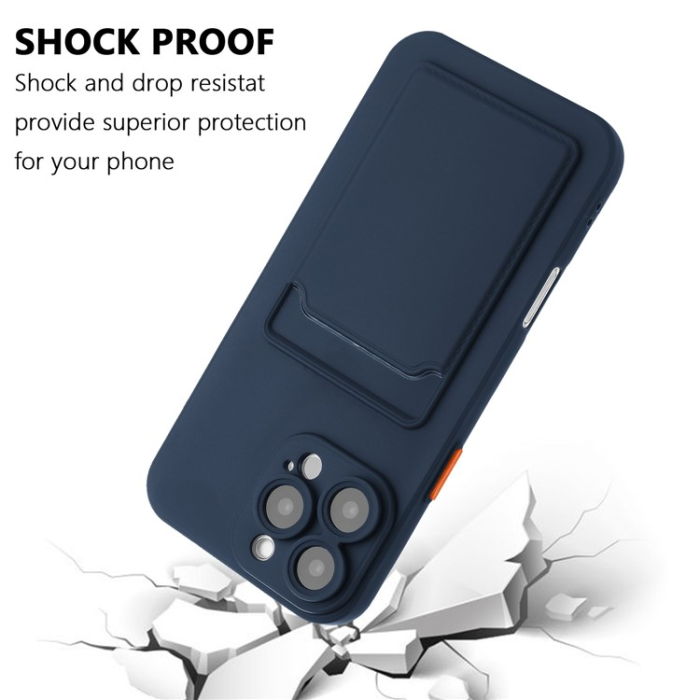 A-One Brand - iPhone 16 Pro Max Mobilskal Korthållare TPU - Marinblå