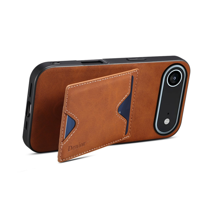 DENIOR - DENIOR iPhone Air Mobilskal Kickstand Korthållare - Brun
