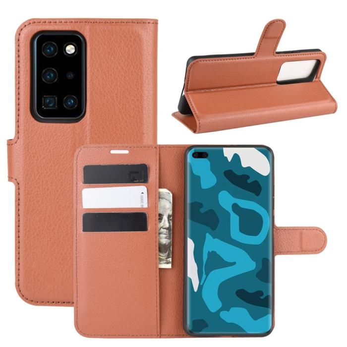 OEM - Litchi Plånboksfodral till Huawei P40 Pro - Brun