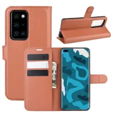 OEM - Litchi Plånboksfodral till Huawei P40 Pro - Brun