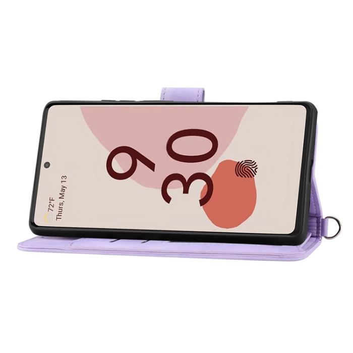 A-One Brand - Google Pixel 7 Plånboksfodral Imprinted Flower - Lila