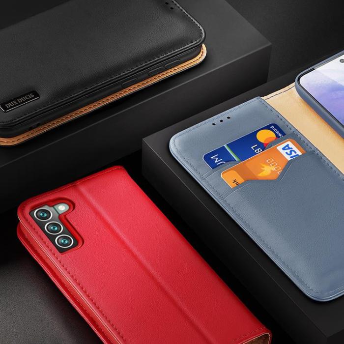 Dux Ducis - Dux Ducis Hivo Äkta Läder Fodral Galaxy S22 Plus - Röd