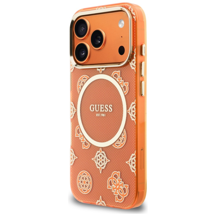 Guess - Guess Mobilskal För iPhone 17 Pro MagSafe IML Peony Dot - Orange