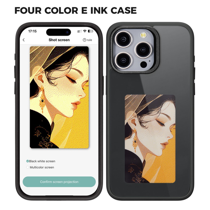 A-One Brand - iPhone 15 Pro Mobilskal E Ink 4-Color Display Customized