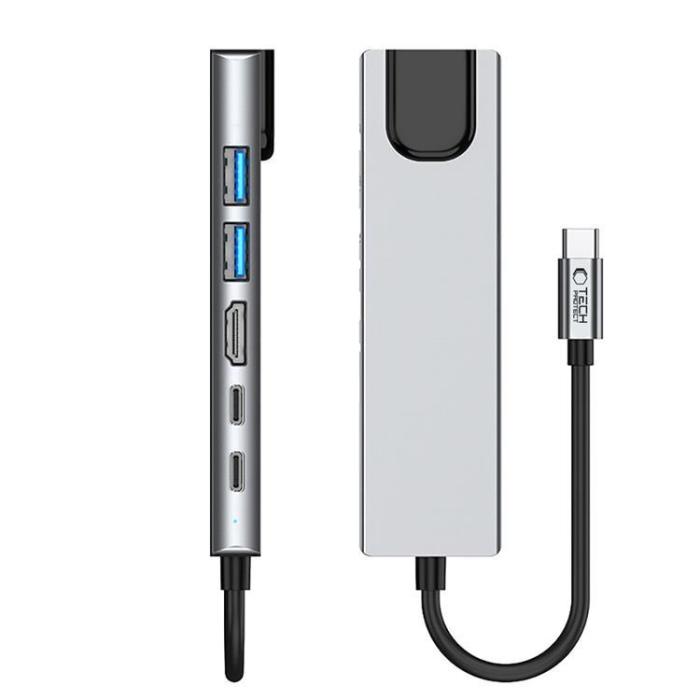 Tech-Protect - Tech-Protect HB02 6in1 Hub Adapter - Space Grå