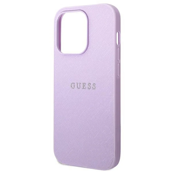 Guess - GUESS iPhone 14 Pro Skal Glitter Flakes Script Logo - Lila