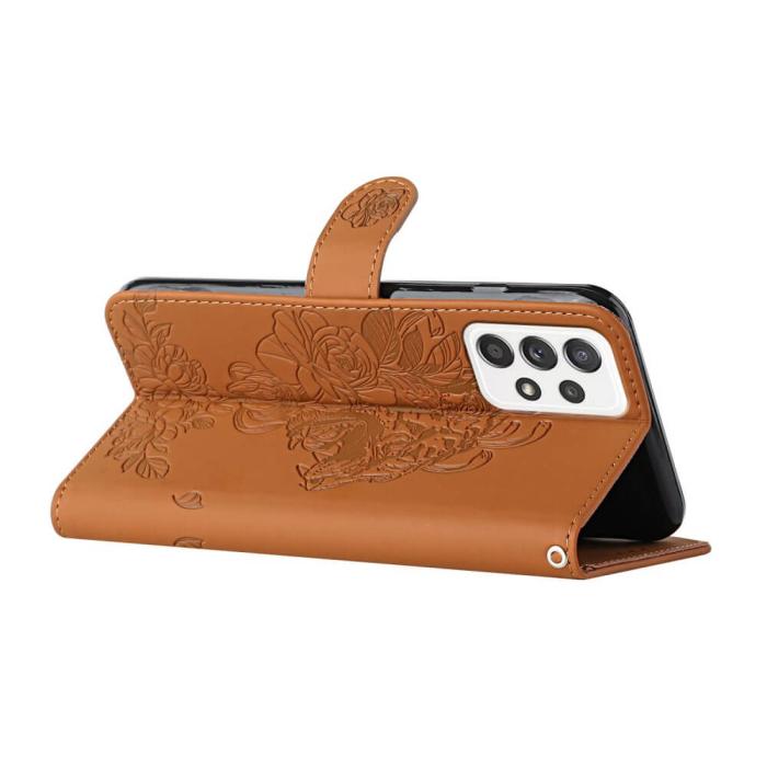 A-One Brand - Tiger Flower Plånboksfodral till Galaxy A52 5G - Brun