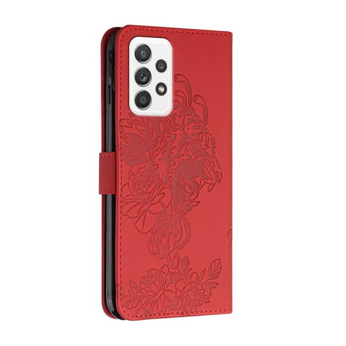 A-One Brand - Tiger Flower Plånboksfodral till Galaxy A52 5G - Röd