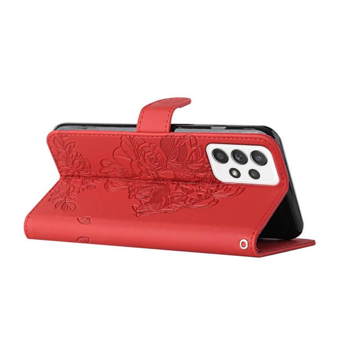 A-One Brand - Tiger Flower Plånboksfodral till Galaxy A52 5G - Röd