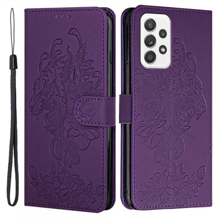 OEM - Tiger Flower Plånboksfodral till Galaxy A52 5G - Lila